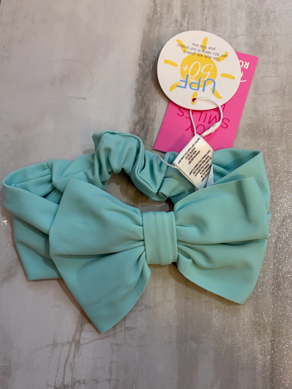 NWT RuffleButts Aqua Sun & Swim Stretch Headband Bow One Size Fits Most Girls